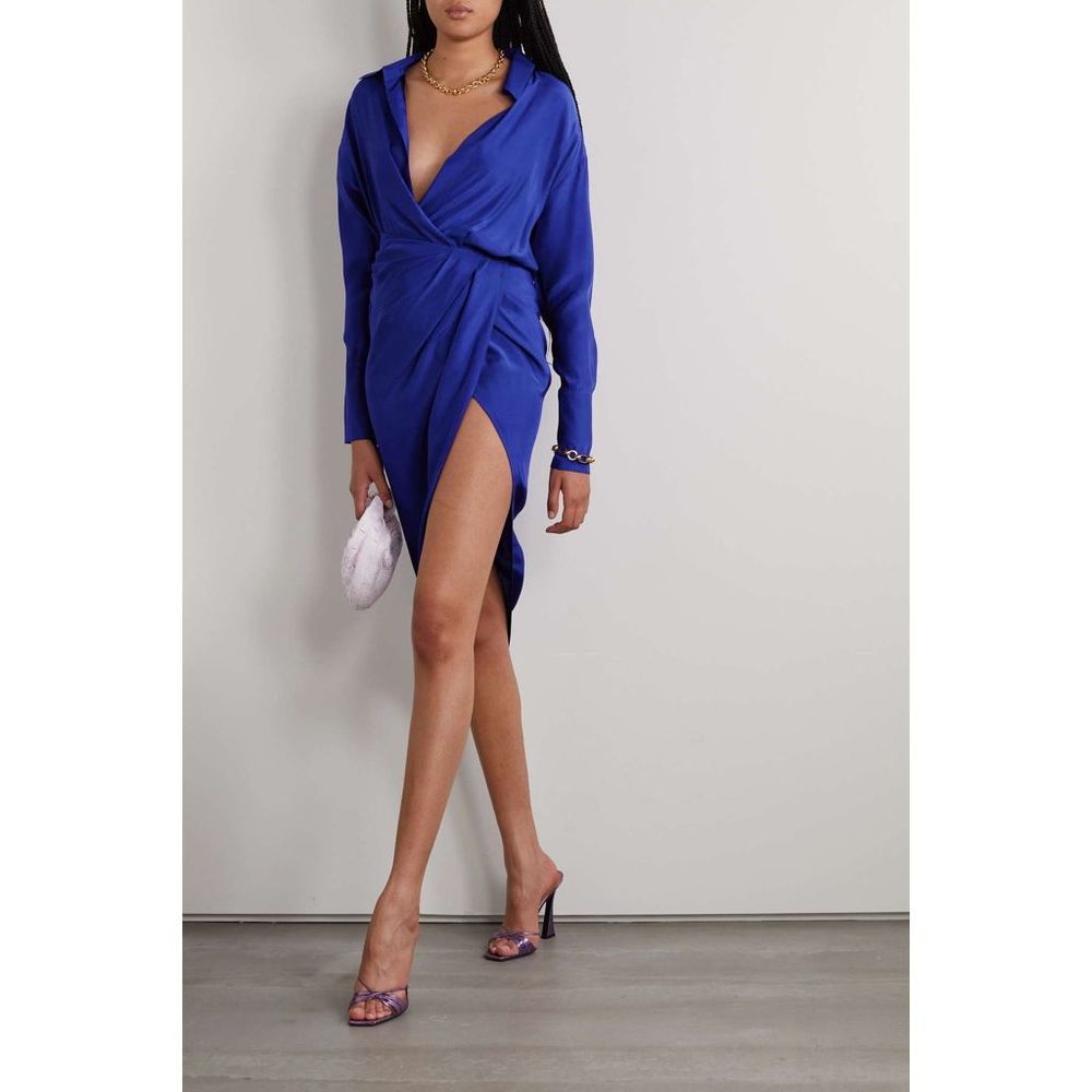 GAUGE81 Puno asymmetric draped silk-satin dress Size L $$630